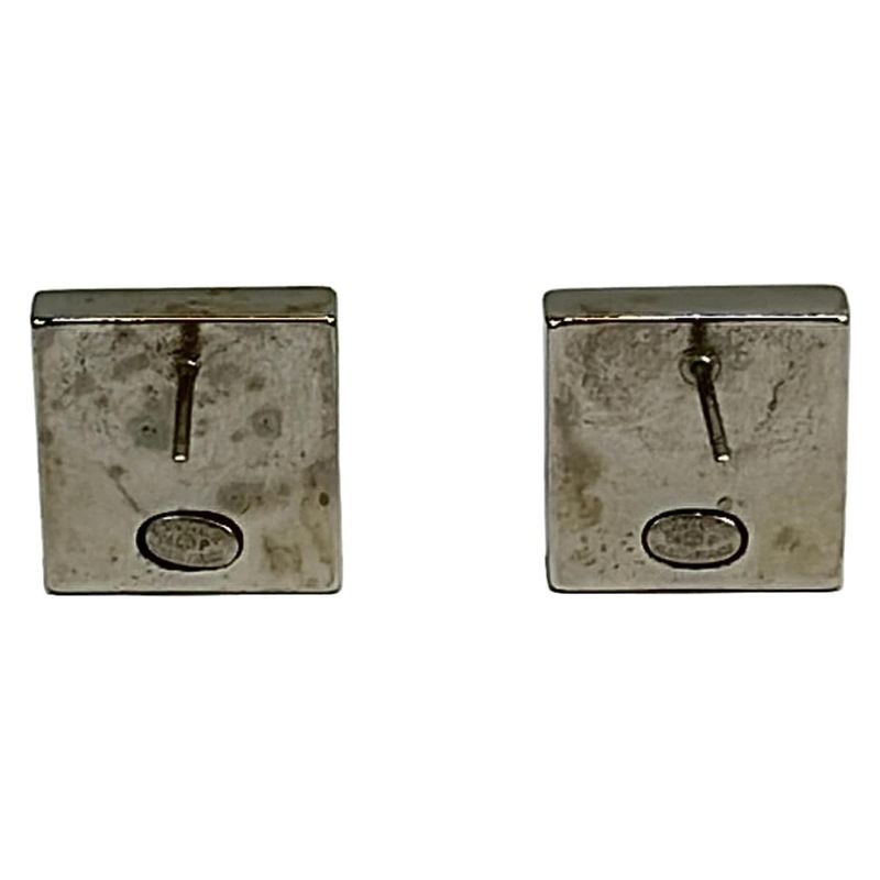 Chanel Earrings - Silver X Black X White Square Here Mark