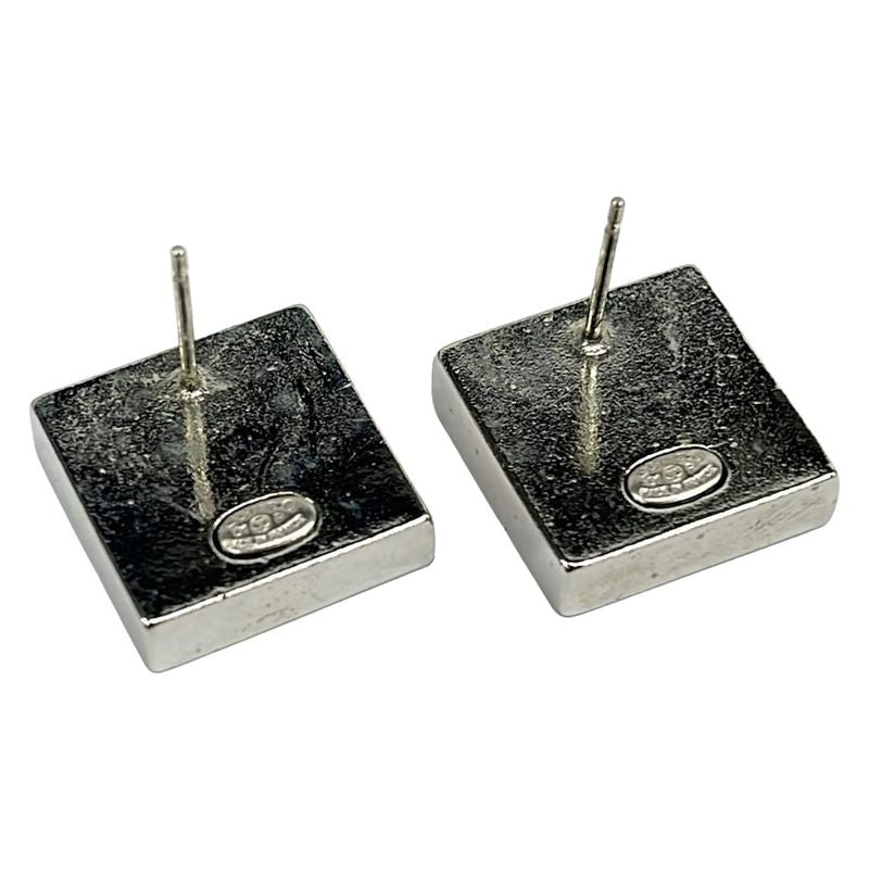 Chanel Earrings - Silver X Black X White Square Here Mark