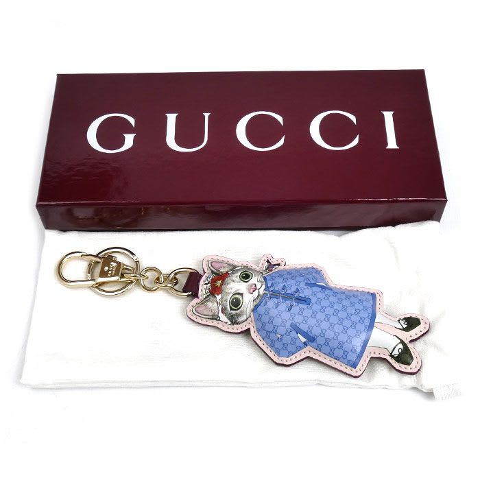 Gucci GG Supreme Canvas Yuko Higuchi Cat Keychain Charm ‎851743 Fafc1 8165