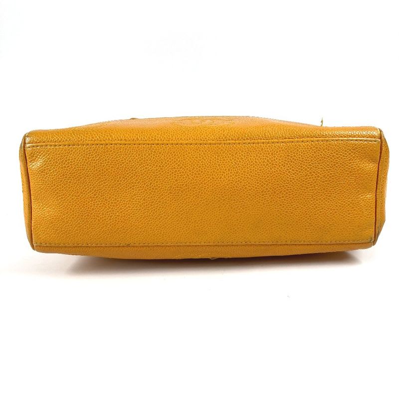 Chanel Chanel Shoulder Bag CC Logo Triple Coco Caviar Leather Yellow