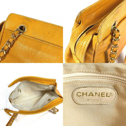 Chanel Chanel Shoulder Bag CC Logo Triple Coco Caviar Leather Yellow