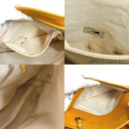 Chanel Chanel Shoulder Bag CC Logo Triple Coco Caviar Leather Yellow