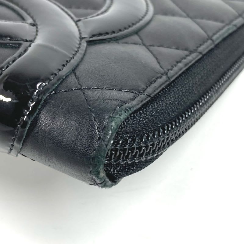 Chanel Long Wallet Travel Case CC Coco Mark Logo Leather Black