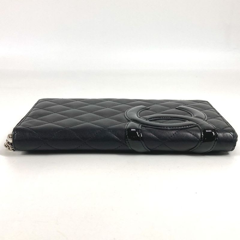 Chanel Long Wallet Travel Case CC Coco Mark Logo Leather Black