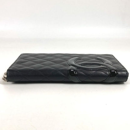 Chanel Long Wallet Travel Case CC Coco Mark Logo Leather Black