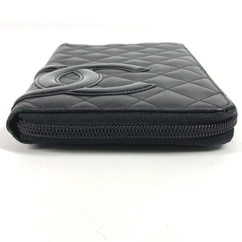 Chanel Long Wallet Travel Case CC Coco Mark Logo Leather Black