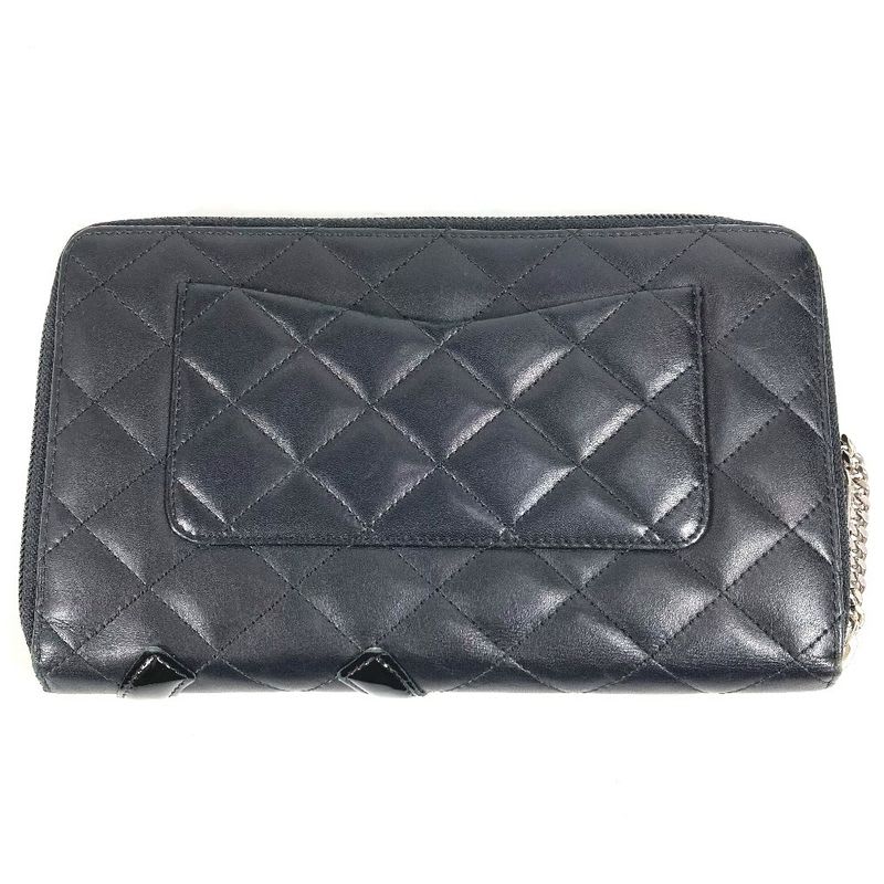 Chanel Long Wallet Travel Case CC Coco Mark Logo Leather Black