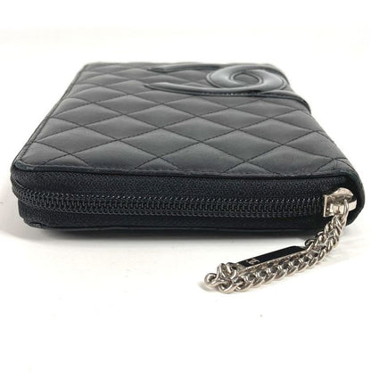 Chanel Long Wallet Travel Case CC Coco Mark Logo Leather Black