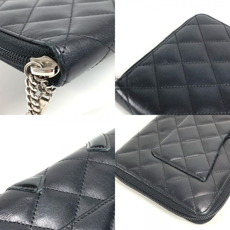 Chanel Long Wallet Travel Case CC Coco Mark Logo Leather Black