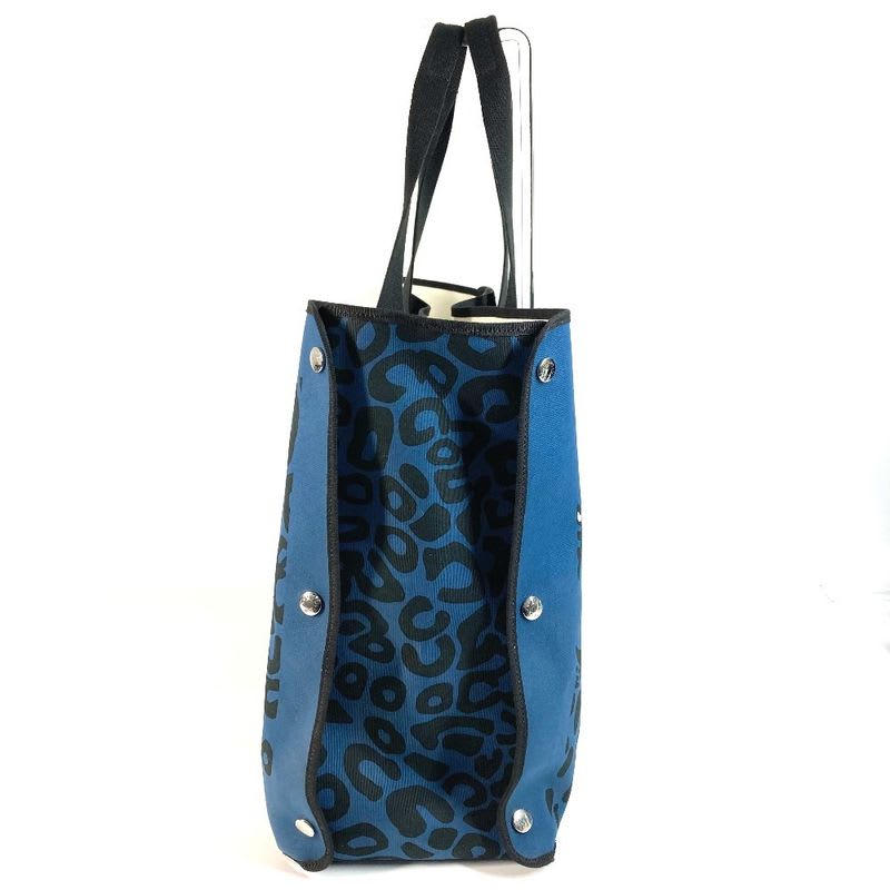 Hermes Tote Bag Leopard Cotton Black