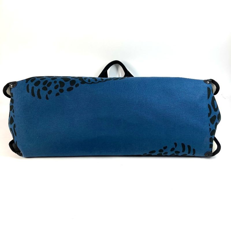 Hermes Tote Bag Leopard Cotton Black