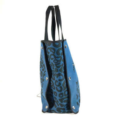 Hermes Tote Bag Leopard Cotton Black