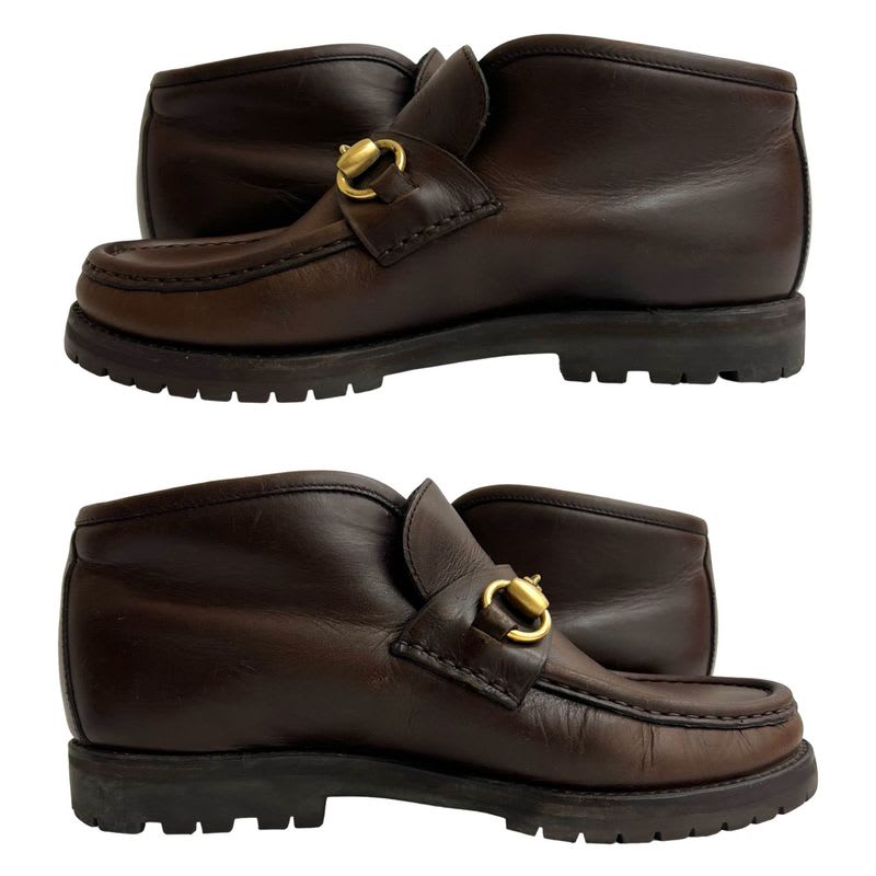 Gucci Horsebit Hardware Leather Short Boots Shoes 35 Size Brown
