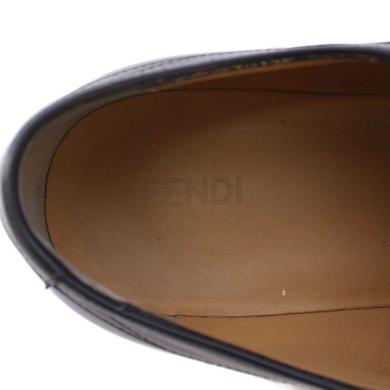 Fendi Loafers Business Shoes Leather Rubber Belt 9 28cm (11.02in) Black XZ •