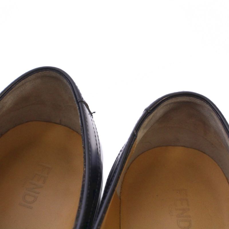 Fendi Loafers Business Shoes Leather Rubber Belt 9 28cm (11.02in) Black XZ •