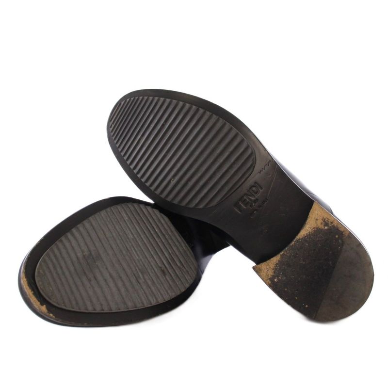 Fendi Loafers Business Shoes Leather Rubber Belt 9 28cm (11.02in) Black XZ •