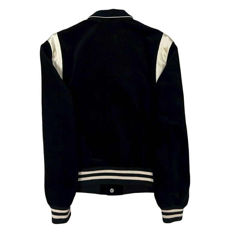 Celine Teddy Jacket Corduroy Satin Blouson Outerwear Size 46 Black