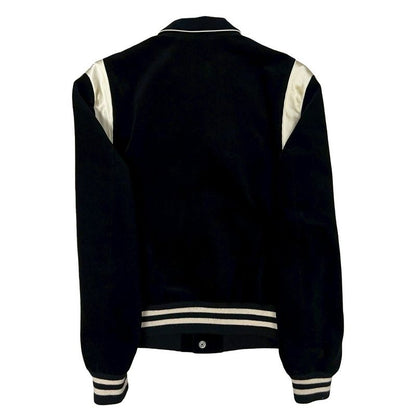 Celine Teddy Jacket Corduroy Satin Blouson Outerwear Size 46 Black