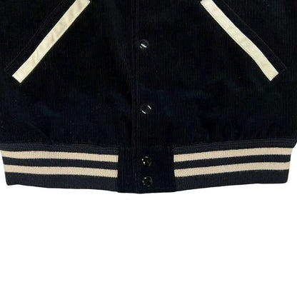 Celine Teddy Jacket Corduroy Satin Blouson Outerwear Size 46 Black