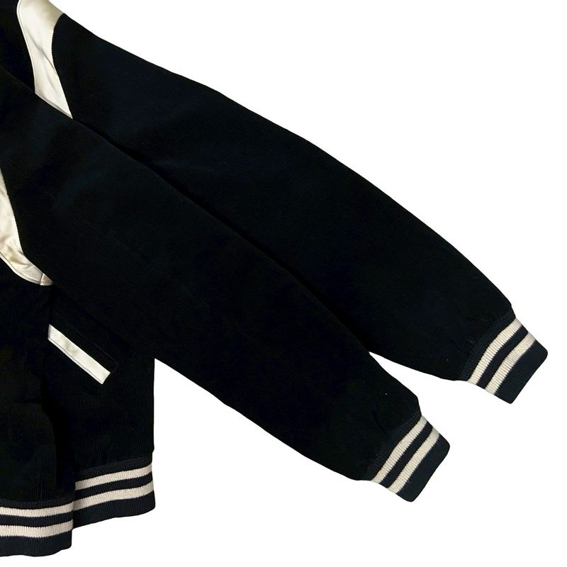 Celine Teddy Jacket Corduroy Satin Blouson Outerwear Size 46 Black