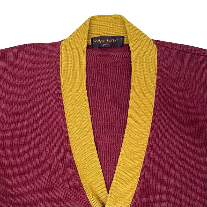 Yves Saint Laurent Vintage Wool Cardigan Knit Women's Yellow