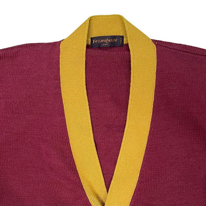 Yves Saint Laurent Vintage Wool Cardigan Knit Women's Yellow