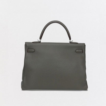 Hermes Kelly 35 Bag Tote Taurillon Clemence Etain
