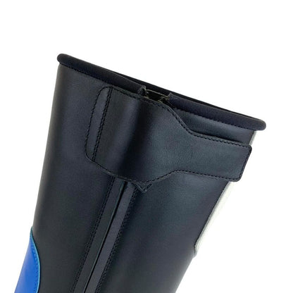 Louis Vuitton Flags Line Boots Long Boots Shoes Leather Blue Black White Logo