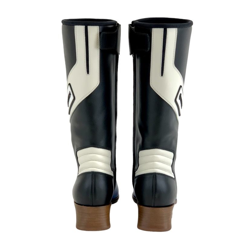 Louis Vuitton Flags Line Boots Long Boots Shoes Leather Blue Black White Logo