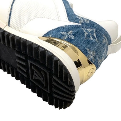 Louis Vuitton Run Away Line Monogram Sneakers Shoes LV Logo In Heels Denim White