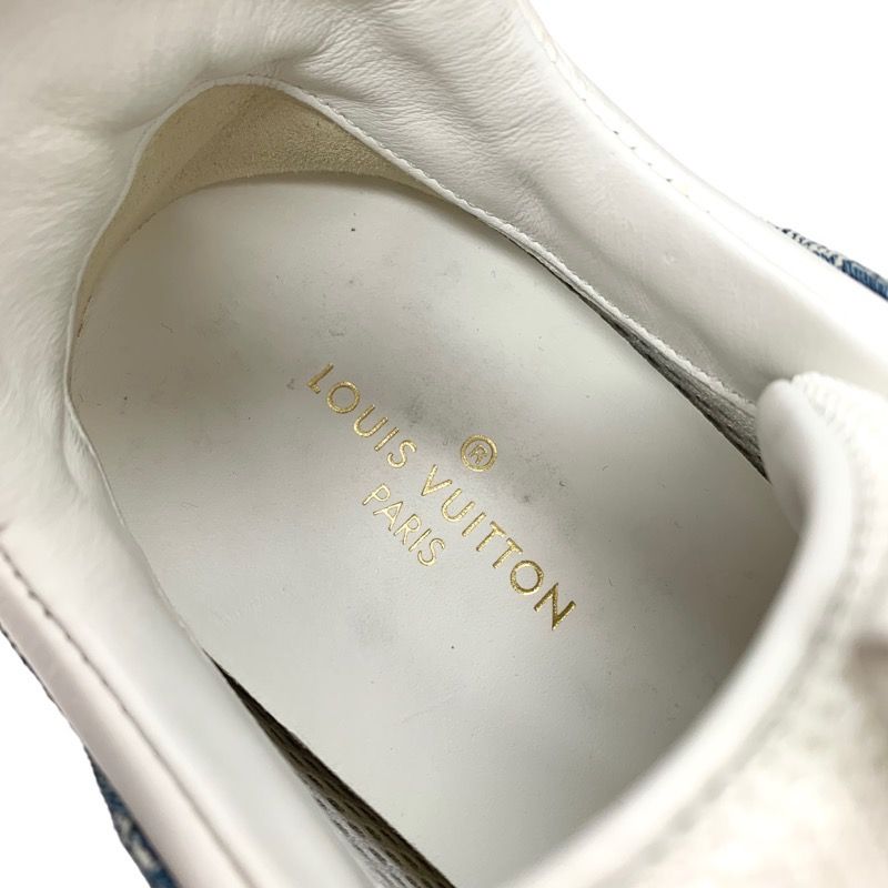 Louis Vuitton Run Away Line Monogram Sneakers Shoes LV Logo In Heels Denim White