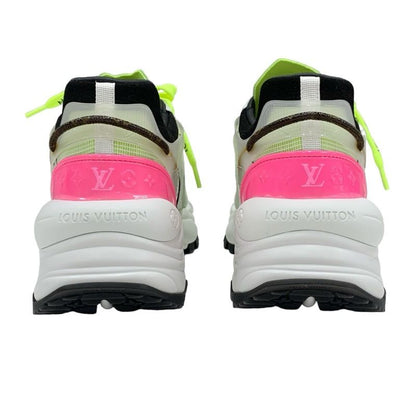 Louis Vuitton Run 55 Line Monogram Sneakers Shoes Fabric Leather Neon Yellow