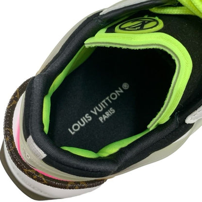 Louis Vuitton Run 55 Line Monogram Sneakers Shoes Fabric Leather Neon Yellow