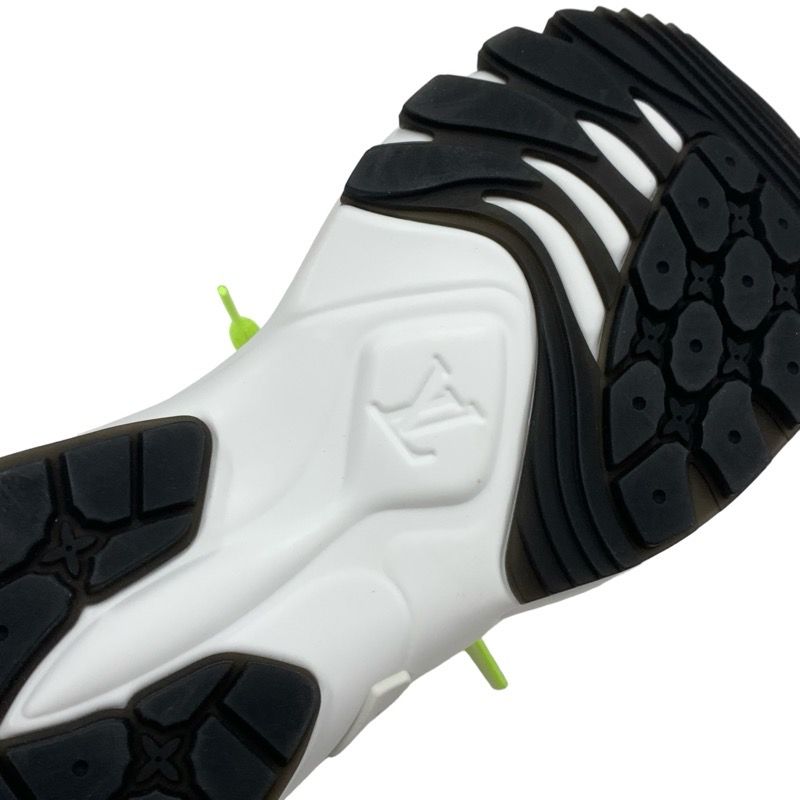 Louis Vuitton Run 55 Line Monogram Sneakers Shoes Fabric Leather Neon Yellow