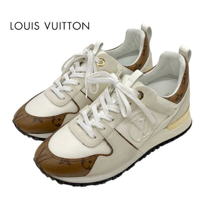 Louis Vuitton Run Away Line Sneakers Shoes Leather Fabric Ivory Inheel Monogram
