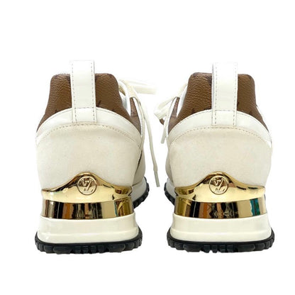 Louis Vuitton Run Away Line Sneakers Shoes Leather Fabric Ivory Inheel Monogram