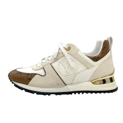 Louis Vuitton Run Away Line Sneakers Shoes Leather Fabric Ivory Inheel Monogram