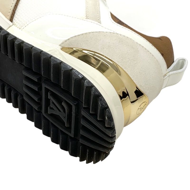 Louis Vuitton Run Away Line Sneakers Shoes Leather Fabric Ivory Inheel Monogram