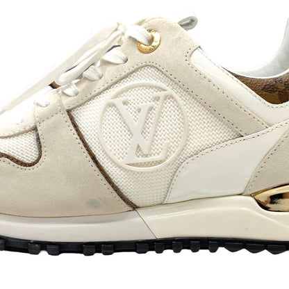 Louis Vuitton Run Away Line Sneakers Shoes Leather Fabric Ivory Inheel Monogram