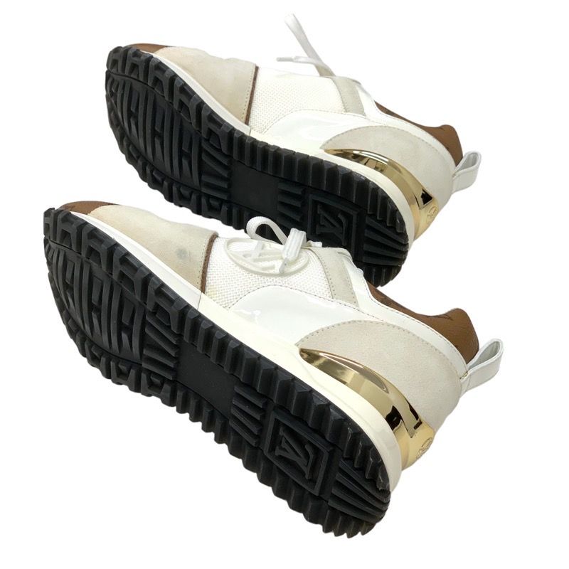 Louis Vuitton Run Away Line Sneakers Shoes Leather Fabric Ivory Inheel Monogram