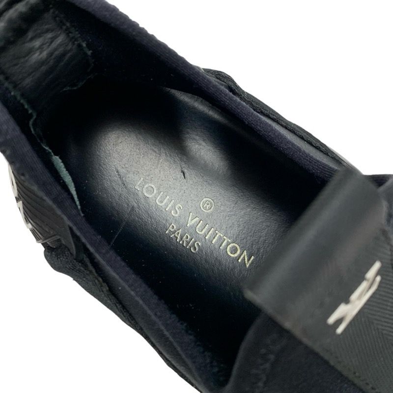 Louis Vuitton Run Away Line Sneakers Shoes Fabric Leather Black Slip-on Logo