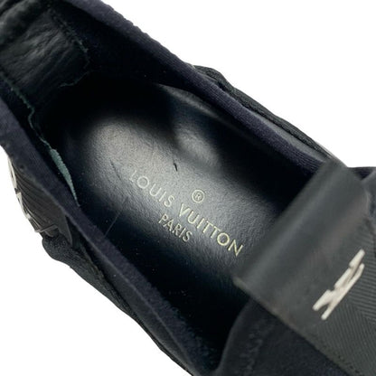 Louis Vuitton Run Away Line Sneakers Shoes Fabric Leather Black Slip-on Logo