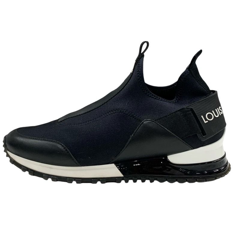 Louis Vuitton Run Away Line Sneakers Shoes Fabric Leather Black Slip-on Logo
