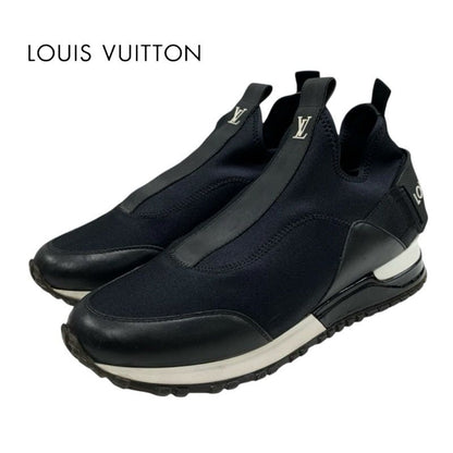 Louis Vuitton Run Away Line Sneakers Shoes Fabric Leather Black Slip-on Logo