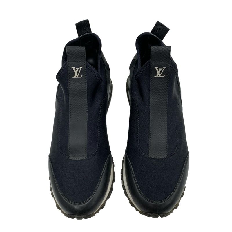 Louis Vuitton Run Away Line Sneakers Shoes Fabric Leather Black Slip-on Logo