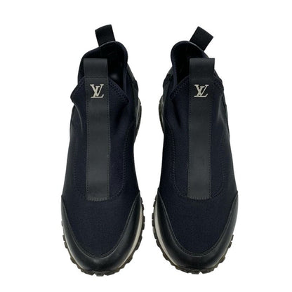 Louis Vuitton Run Away Line Sneakers Shoes Fabric Leather Black Slip-on Logo