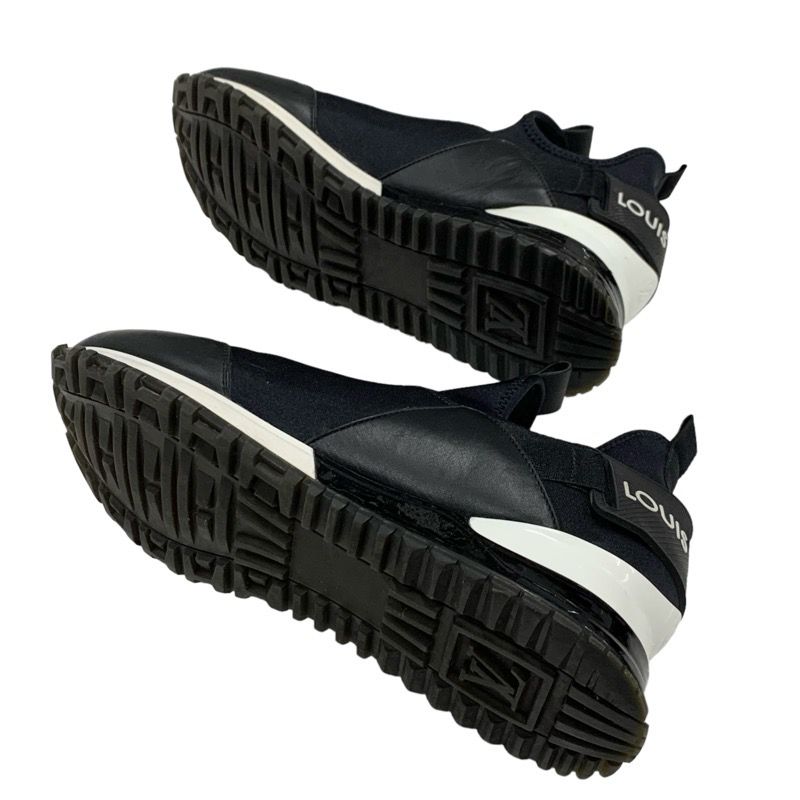 Louis Vuitton Run Away Line Sneakers Shoes Fabric Leather Black Slip-on Logo
