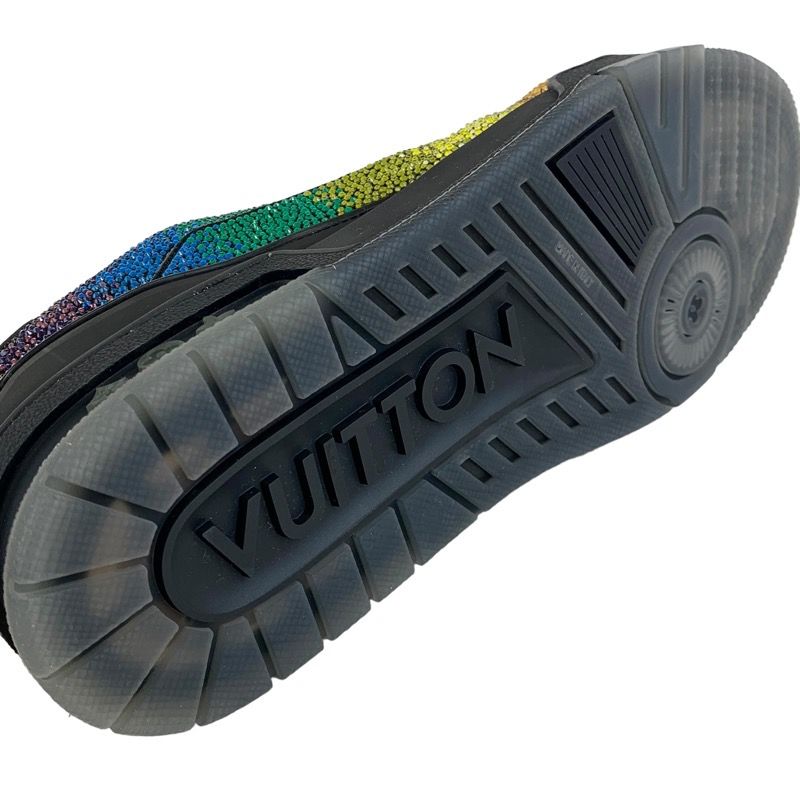 Louis Vuitton LV Trainer Line Sneakers Shoes Leather Black Rainbow Unused
