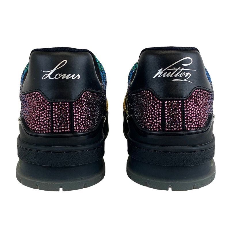Louis Vuitton LV Trainer Line Sneakers Shoes Leather Black Rainbow Unused