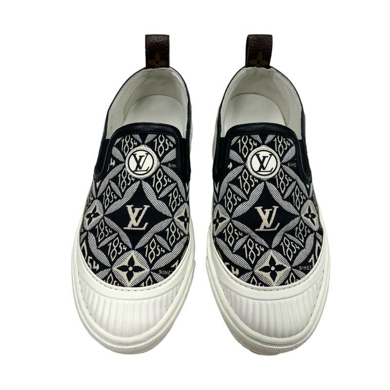 Louis Vuitton Play Timeline Monogram Sneakers Shoes Fabric Leather Black White